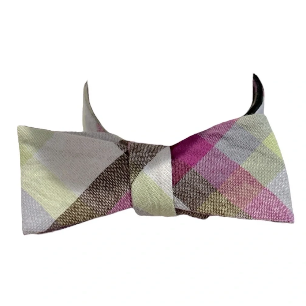 VINTAGE COTTON PLAID BOW TIE ADJUSTABLE NECK SIZE ORIG PENGUIN ECLECTIC GRANDPA